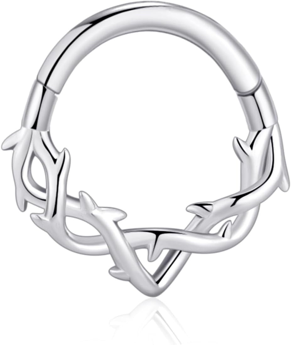 Chain Link Septum Rings: 16G 8Mm Nose Helix Cartilage Daith Tragus Earring Piercing Ring Hoop, Surgical Steel Nose Ear Clicker Rings Piercing Jewelry for Women Men