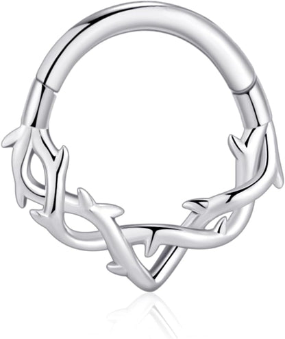 Chain Link Septum Rings: 16G 8Mm Nose Helix Cartilage Daith Tragus Earring Piercing Ring Hoop, Surgical Steel Nose Ear Clicker Rings Piercing Jewelry for Women Men