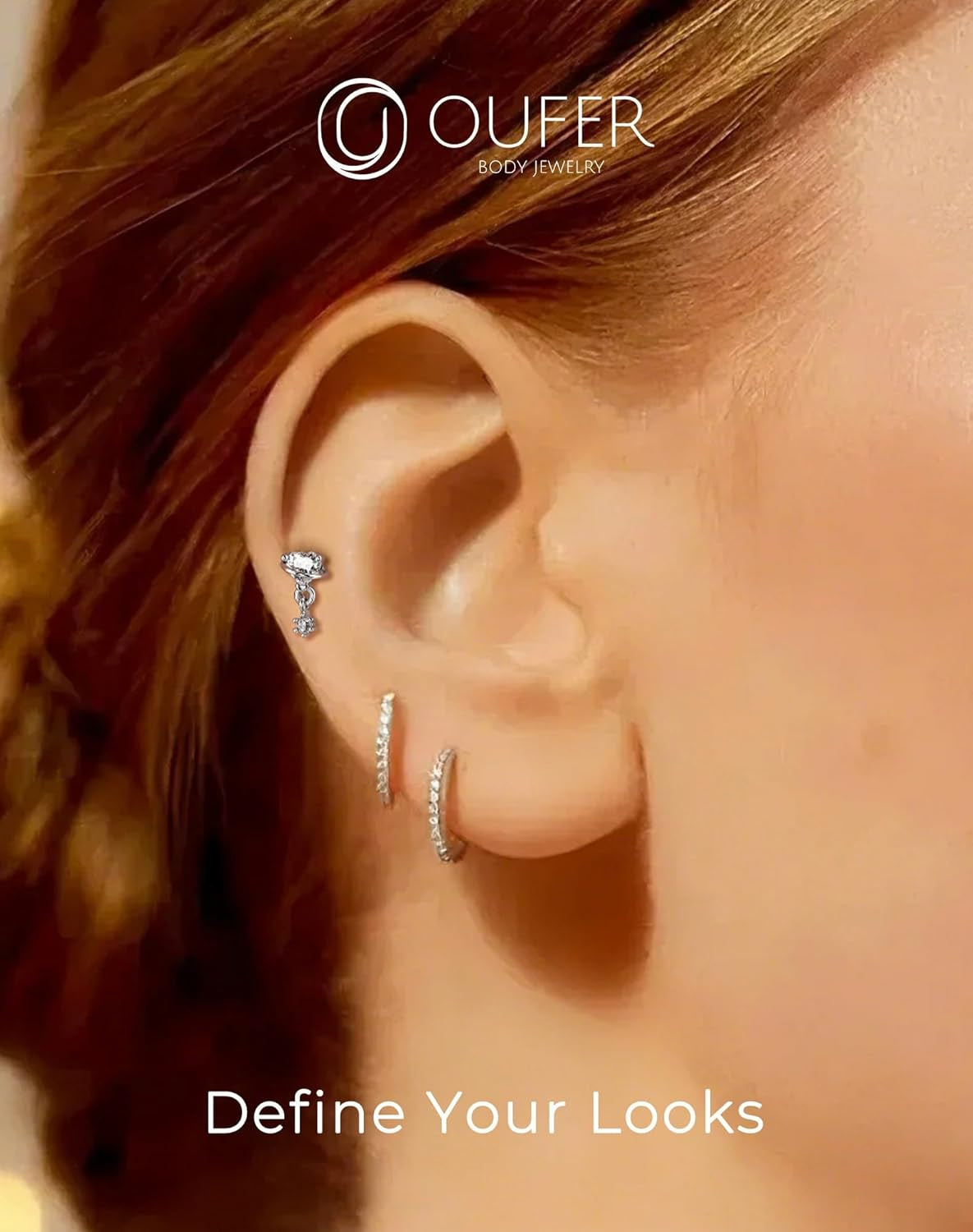 OUFER Heart Planet Helix Piercing Jewelry, 16G Internally Threaded Flat Back Piercings Silver Helix Cartilage Tragus Conch Piercing Jewelry for Women Men-6Mm