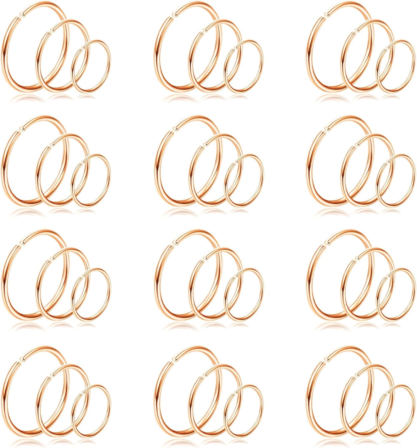 Drperfect 36Pcs 20G Nose Ring Hoop for Women Men 316L Stainless Steel Helix Tragus Lip Septum Ring Cartilage Earring Hoop Piercing Jewelry