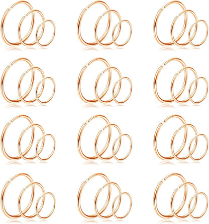 Drperfect 36Pcs 20G Nose Ring Hoop for Women Men 316L Stainless Steel Helix Tragus Lip Septum Ring Cartilage Earring Hoop Piercing Jewelry