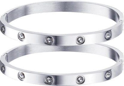 MPRAINBOW Gold Bracelets for Women, 2Pcs 18K Gold Plated Cubic Zirconia Bangle Crystal Friendship Bracelet Jewelry,Wedding Party Christmas Birthday Gifts for Her Girlfriend Sister Daughter