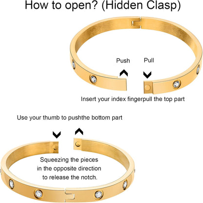 MPRAINBOW Gold Bracelets for Women, 2Pcs 18K Gold Plated Cubic Zirconia Bangle Crystal Friendship Bracelet Jewelry,Wedding Party Christmas Birthday Gifts for Her Girlfriend Sister Daughter