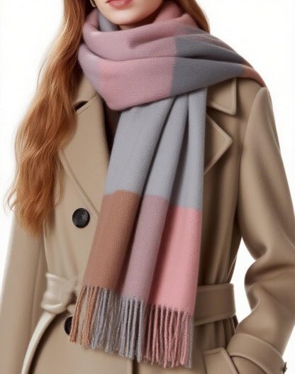 Womens Scarf Winter Blanket Large Scarves Thick Soft Warm Plaid Chunky Scarfs