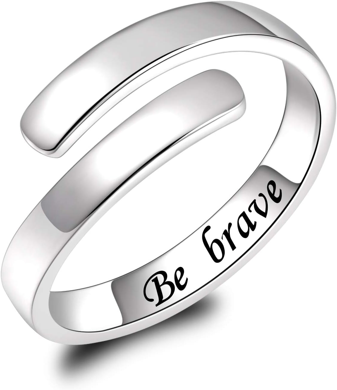 BEILIN 925 Sterling Silver Inspirational Jewelry Rings Adjustable Ring Personality Encouragement Gift for Teens Women