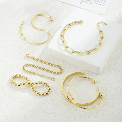 Non-tarnish gold bead and cuff bracelets collection