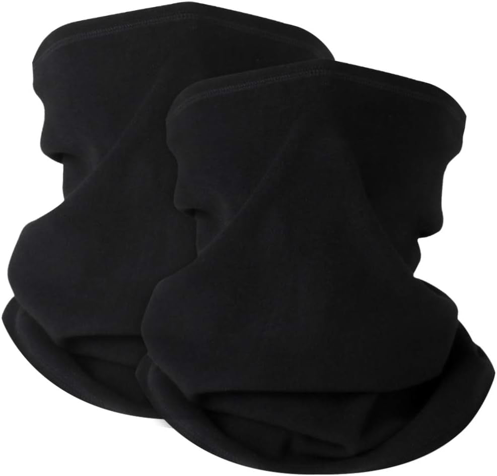KGC 2 Pack Winter Neck Warmer Gaiter Fleece Windproof Face Mask Cover Cold Weather Scarf for Men & Women