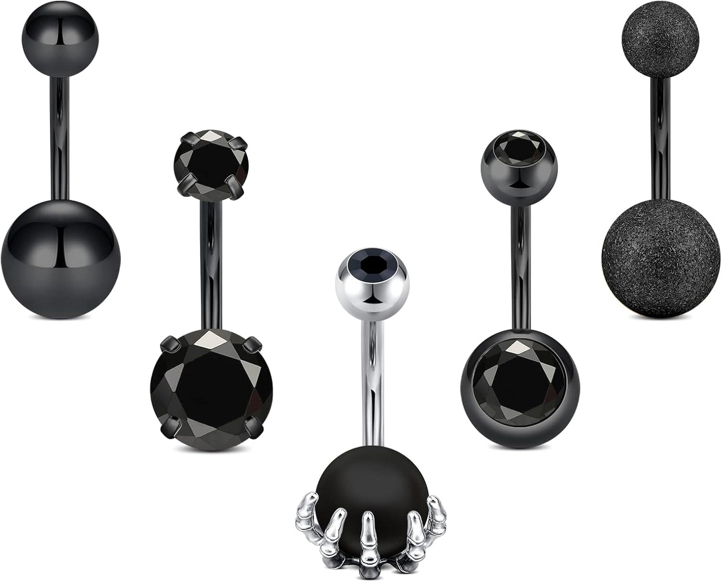 JFORYOU Belly Button Rings Stainless Steel 14G CZ Opal Navel Rings Barbells Women Girls Belly Piercing Jewelry