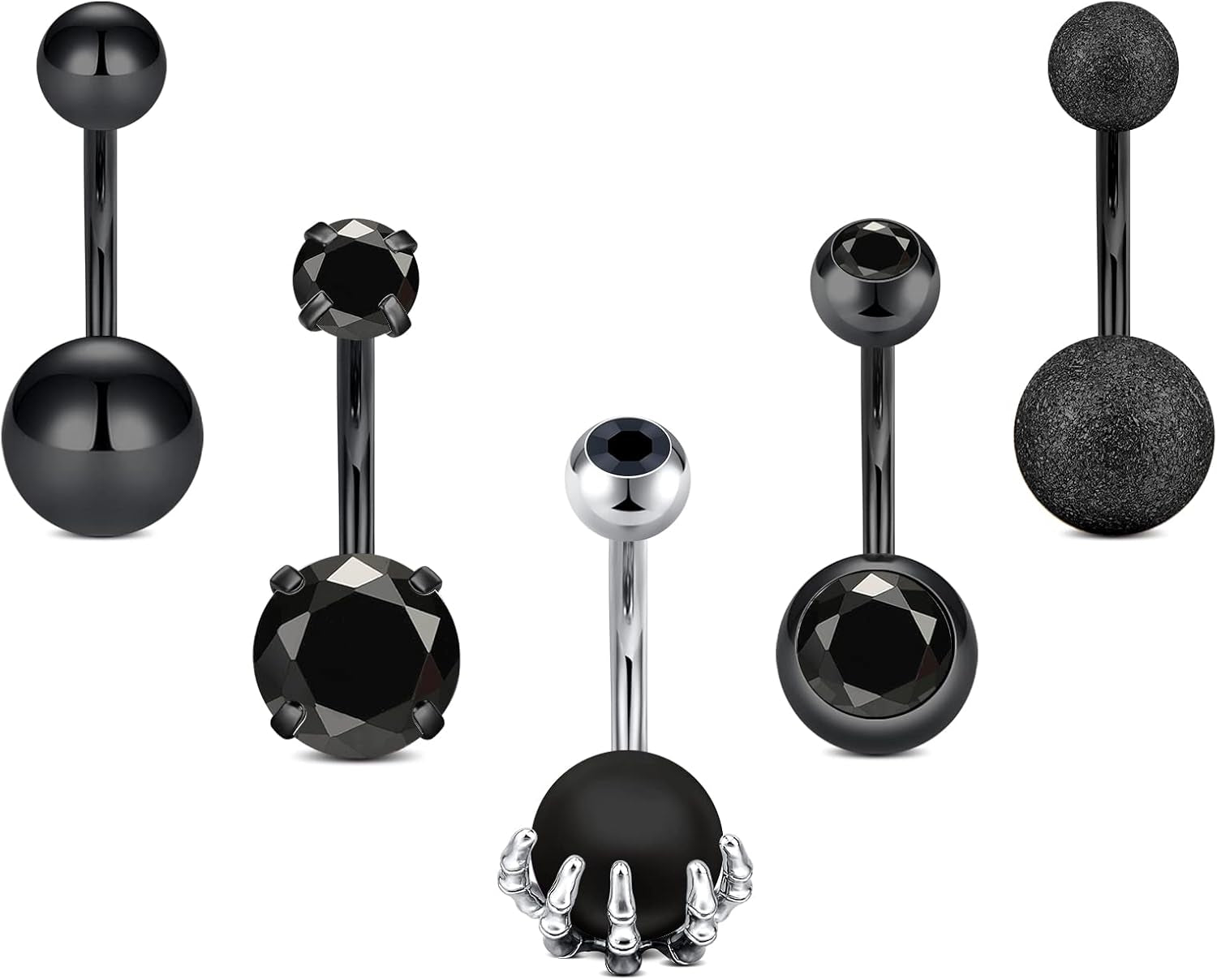 JFORYOU Belly Button Rings Stainless Steel 14G CZ Opal Navel Rings Barbells Women Girls Belly Piercing Jewelry