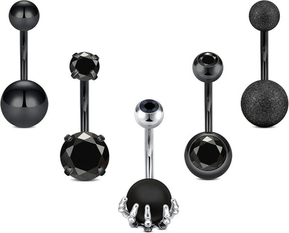 JFORYOU Belly Button Rings Stainless Steel 14G CZ Opal Navel Rings Barbells Women Girls Belly Piercing Jewelry