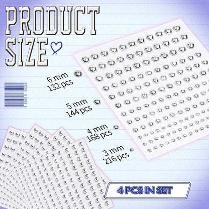 YGDZ Face Gems, Fake Piercings Nose Stud Silver, Fake Eyebrow Piercing, Stick on Face Stickers, Lip Stud, Rave Accessories, Y2K Makeup for Women Men