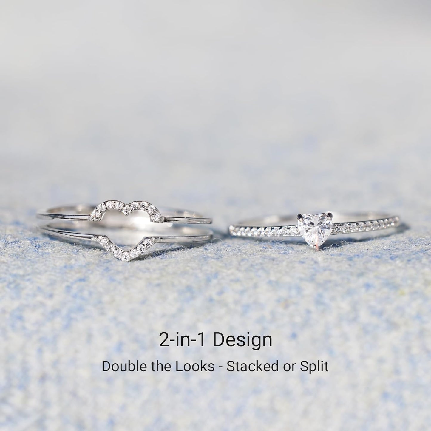 STORYJEWELLERY 925 Sterling Silver Rings for Women, Promise Rings for Her, Heart Purity Ring, Stacking Silver Pinky Ring for Women, Gifts for Her