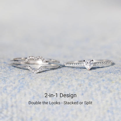 STORYJEWELLERY 925 Sterling Silver Rings for Women, Promise Rings for Her, Heart Purity Ring, Stacking Silver Pinky Ring for Women, Gifts for Her