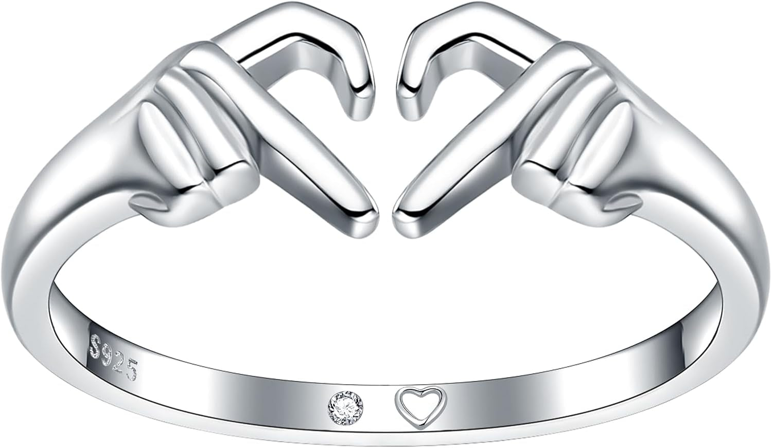 925-Sterling-Silver Heart Claddagh Rings for Women - Adjustable White/18K/Rose Gold Plated Irish Claddagh Ring Friendship Promise Love Heart Jewelry Rings Christmas Gifts for Women Friends