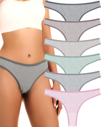 ANZERMIX Women'S Breathable Cotton Thong Panties Pack of 6