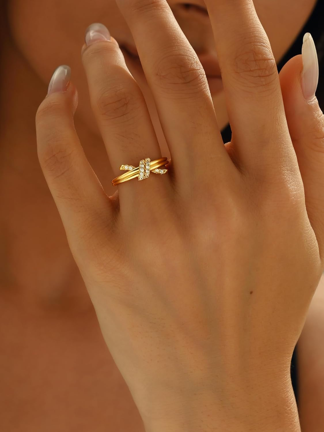 C-Leen cubic zirconia gold ring close-up detail shot