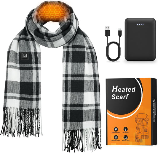 WELUK Heated Scarf for Women Men with 5000Mah Rechargeable Battery, 3 Temperature Settings Winter Electric Heating Neck Scarf