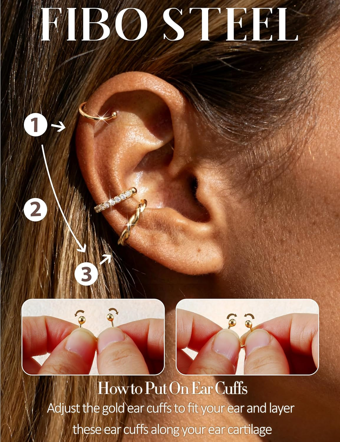 9PCS Ear Cuffs Earrings for Women Non Piercing 14K Gold Plated - Hypoallergenic Adjustable Ear Cuffs Trendy Non Tarnish Clip on Cartilage Fake Earring Stacks Wrap Jewelry
