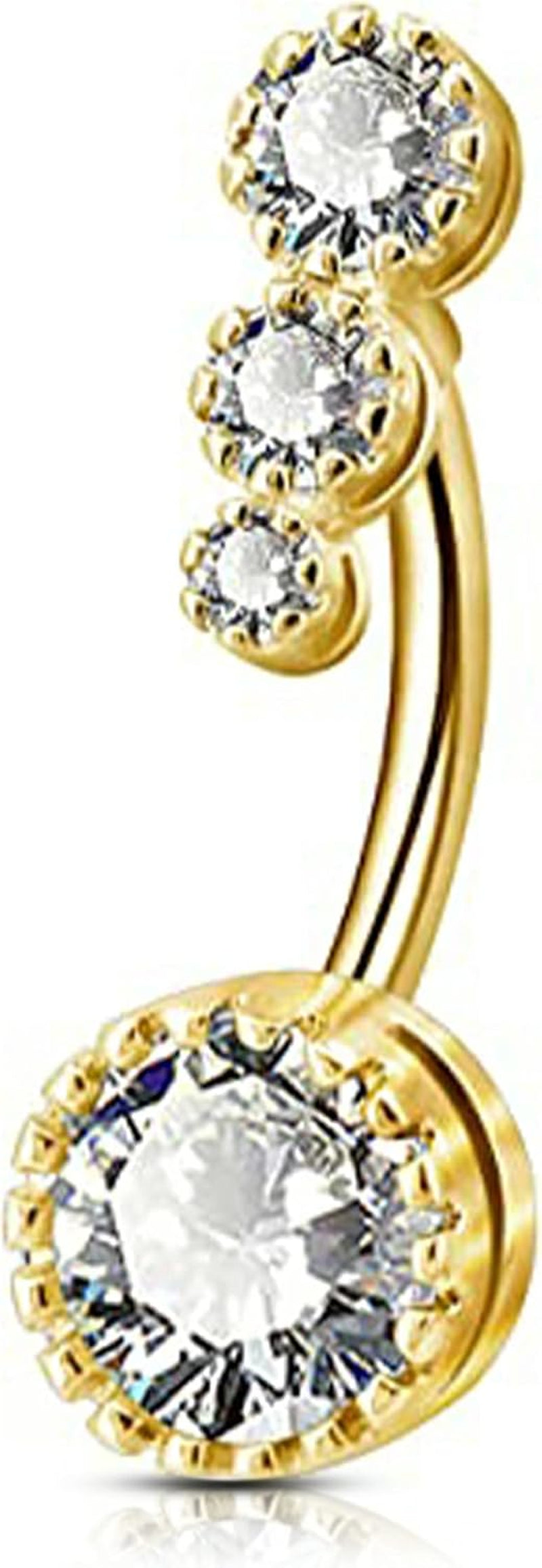 OUFER 316L Surgical Steel Belly Button Rings, Clear CZ Navel Rings, Belly Piercing Jewelry