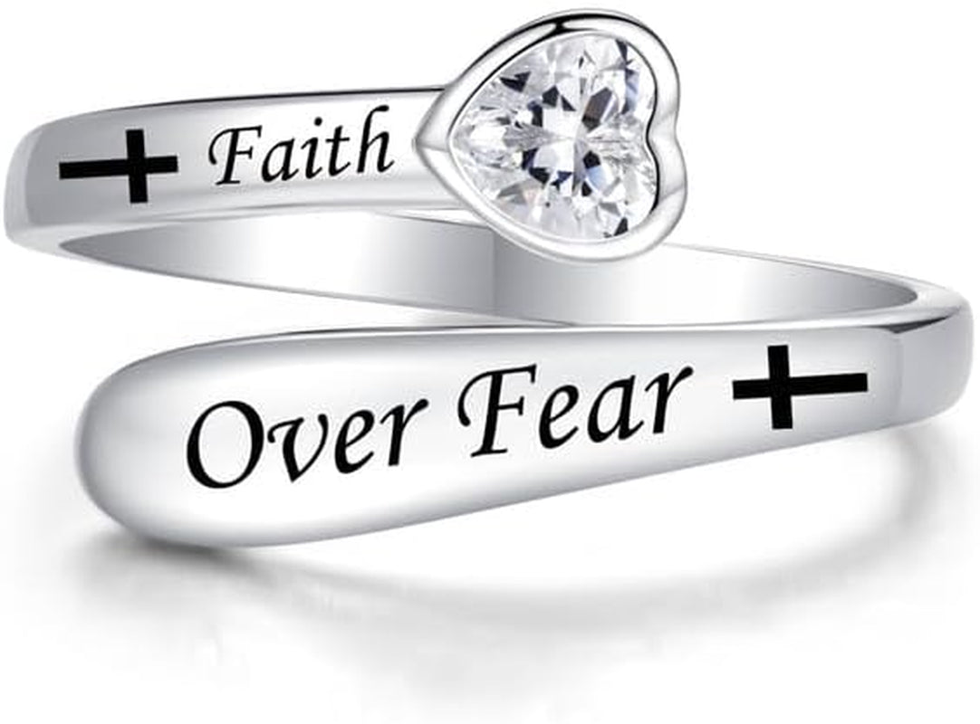 925 Sterling Silver Just Breathe Ring for Women Adjustable Heart Ring Personality Inspirational Jewelry Gifts