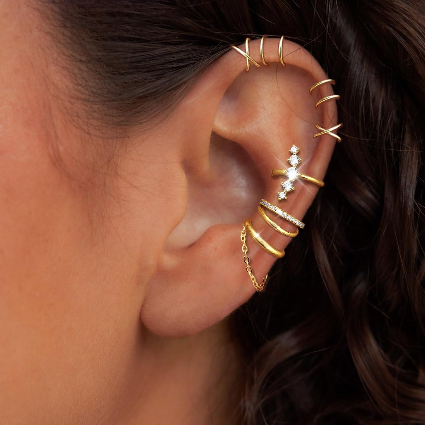 Ear Cuff Earrings for Women Non Piercing 14K Gold/Sterling Silver Plated Hoop Cuffs Non Pierced Fake Earring Dainty Faux Earrings Hypoallergenic Cartilage Ear Clips Jewelry