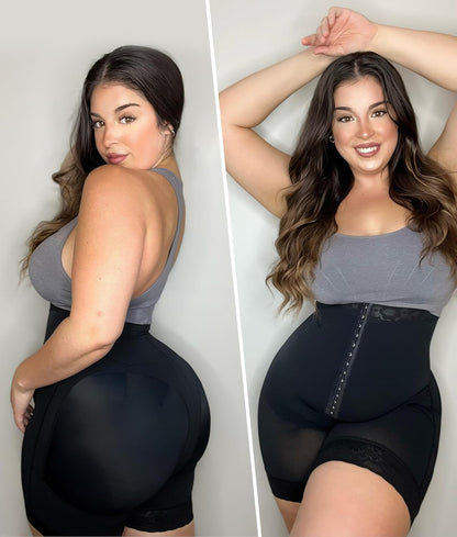 Seamless tummy control fajas with built-in butt enhancement