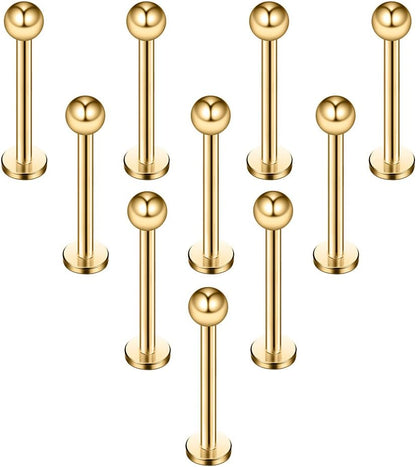 Ruifan 16G 316L Stainless Steel 3Mm Ball Labret Monroe Lip Ring Tragus Helix Cartilage Earring Stud Barbell Bar Length 6Mm 8Mm 10Mm 12Mm Body Piercing Jewelry