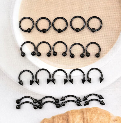 40Pcs 16G Lip Rings Surgical Steel Jewelry Labret Monroe Barbell Daith Tragus Helix Piercing Septum Nose Ring Eyebrow Body Jewelry for Women Men