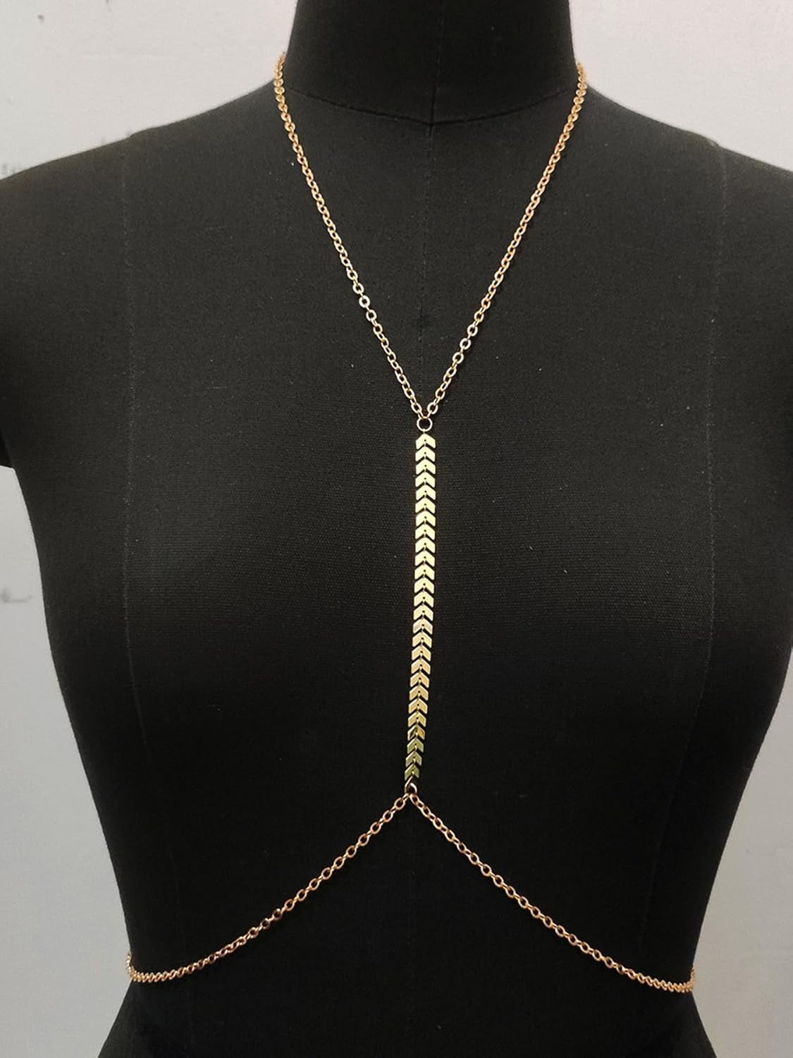 MODRSA Gold Body Chain Jewelry for Women Back Necklace for Backless Dress Backdrop Pearl Rhinestone Belly Chain Waist Chains Bra Chains Lingerie Summer Bikini Bodychain Trendy Sexy Stomach Jewelry