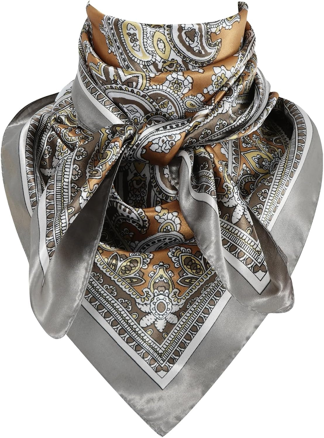 GERINLY 35 Inch Wild Rag Cowboy Scarves for Men, Large Rancher Neckerchief Silk Feel, Oversize Western Bandana