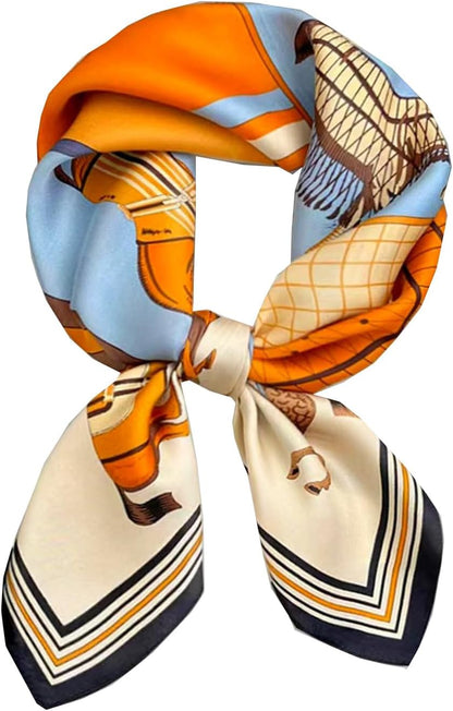 Hexchasty Head Hair Scarf Satin Silk Feeling Scarves for Women Lightweight Fashion Bag Purse Scarf for Handbags Accessories