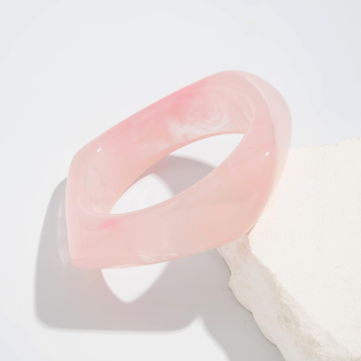 Chunky Acrylic Transparent Candy Color Geometric round Square Cuff Bangle Bracelet Set for Women Resin Wristband Statement Jewelry