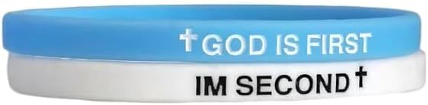 Religious rubber bangles with Bible verse text detail