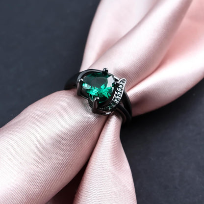 Engagement Rings for Women AAA+ Heart Cubic Zirconia Promise Rings for Her Womens Rings Black Gold Gothic Rings Christmas Gifts Fashion Wedding Rings Statement Rings for Women