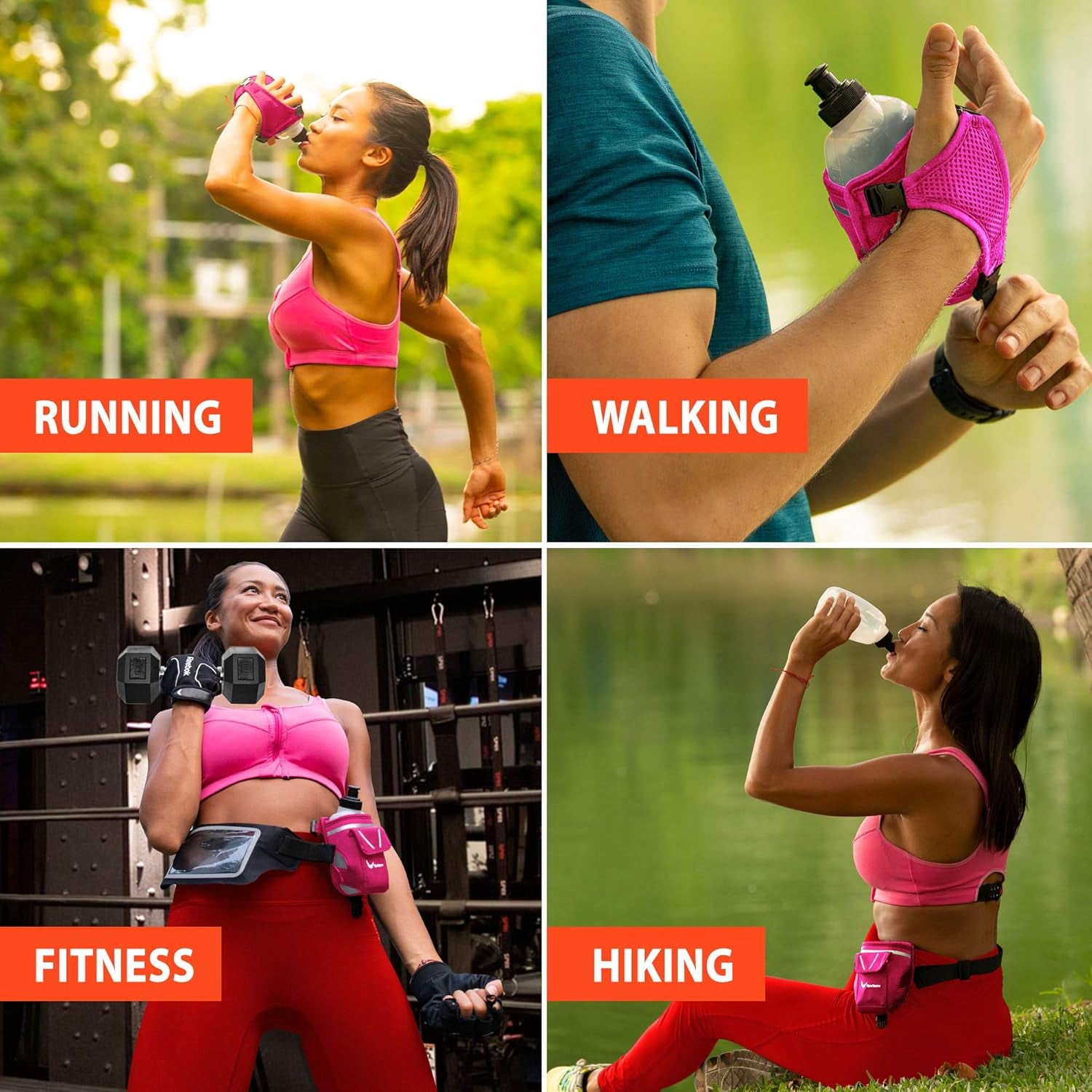 Running belt add-on water bottle accessory worn on waist