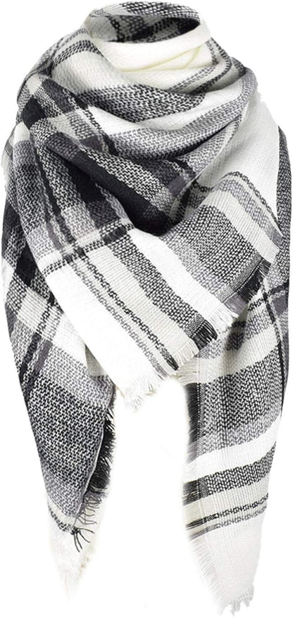 American Trends Womens Fall Winter Scarf Plaid Tassel Soft Warm Blanket Scarves Womens Shawl Wraps