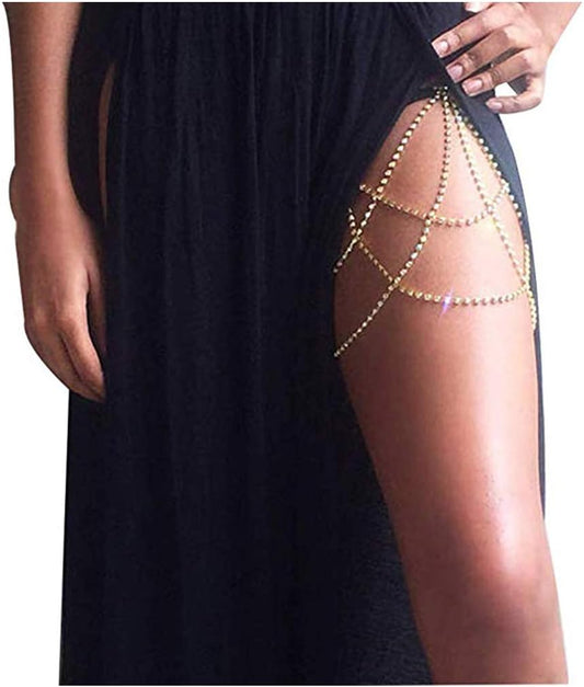 Sexy Rhinestone Body Chain Jewelry - Thigh and Leg Chain Bracelet for Party Beach Accessories