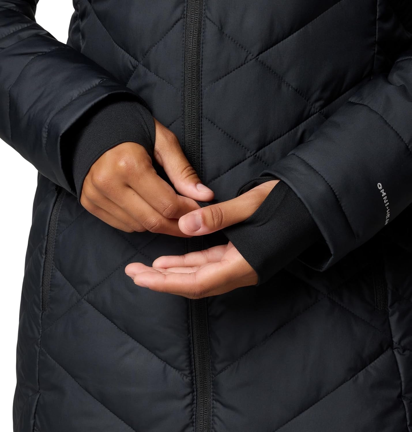 Woman wearing Columbia heavenly jacket in outdoor setting
