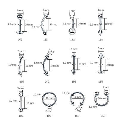 A-Minusone 84PCS Body Septum Piercing Kit 14G 16G Tools for Nose Tongue Lip Ear Eyebrow Belly Button Cartilage Tragus Industrial Barbell Helix Daith Piercing Jewelry Clamps