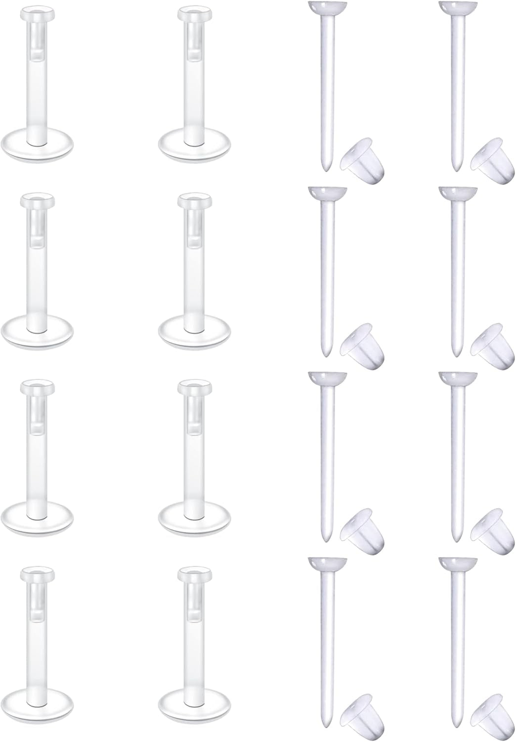 MODRSA Clear Nose Rings & Studs - Plastic Nose Piercing Retainers - 16G, 18G, 20G - Clear Cartilage Earrings & Lip Piercing Retainer