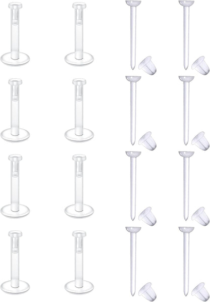 MODRSA Clear Nose Rings & Studs - Plastic Nose Piercing Retainers - 16G, 18G, 20G - Clear Cartilage Earrings & Lip Piercing Retainer