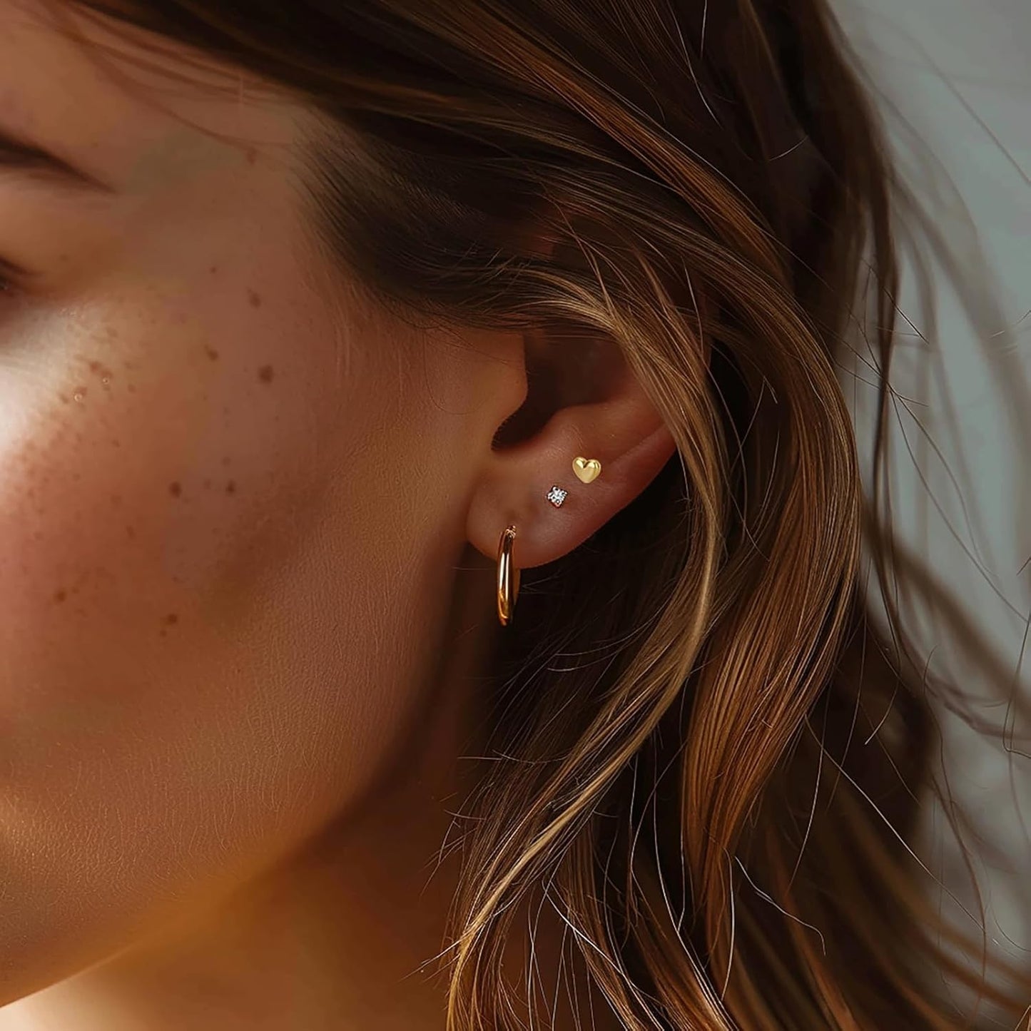 SHOWNICE Surgical Stainless Steel Flat Back Earrings for Women, Hypoallergenic Sleeping Stud Multiple Piercing Earrings Tiny Screw Back Cartilage Earring Sets