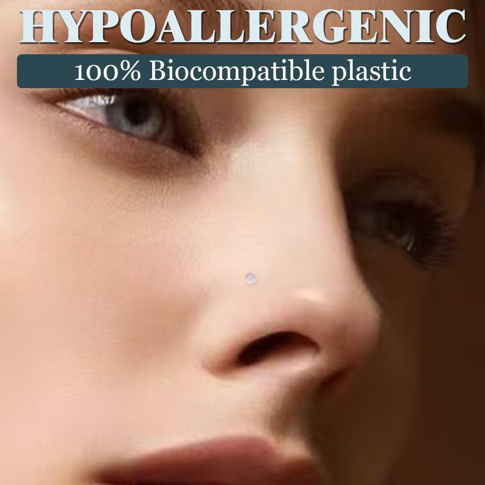 Clear Piercing Retainers - Flexible Nose, Septum Nipple Rings Plastic Body Jewelry Kit for Sports Bioflex Lip Eyebrow Belly Tongue Industrial Barbell