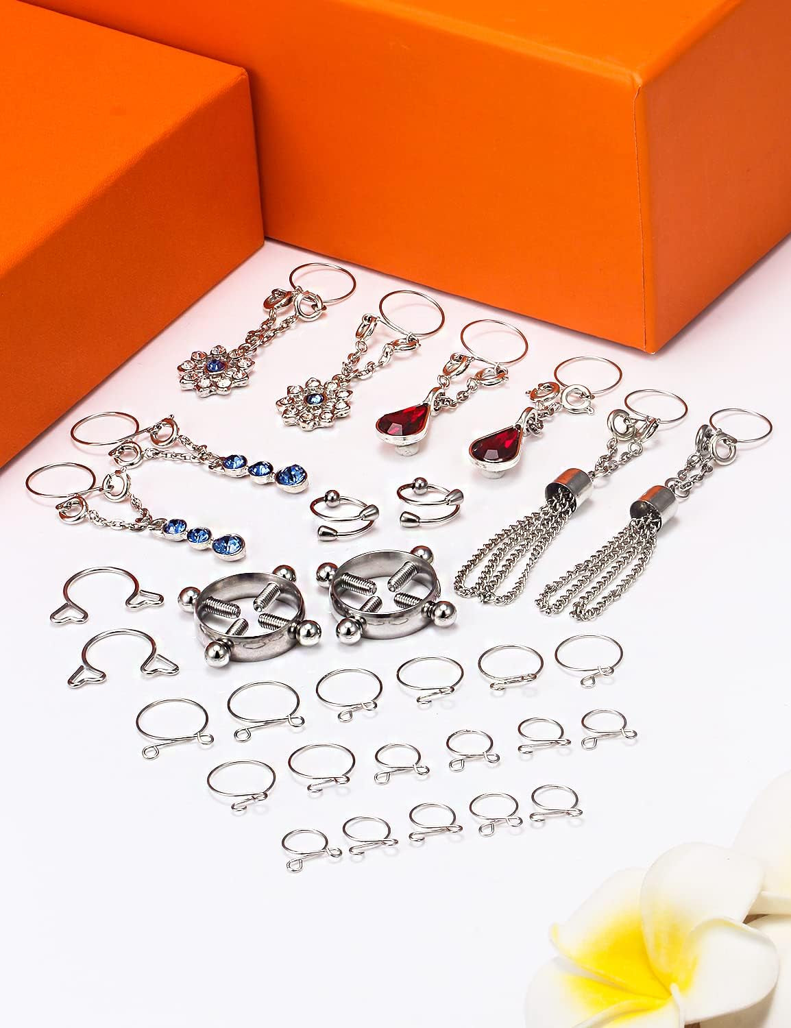 Stainless steel fake nipple ring styling options