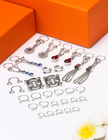 Stainless steel fake nipple ring styling options