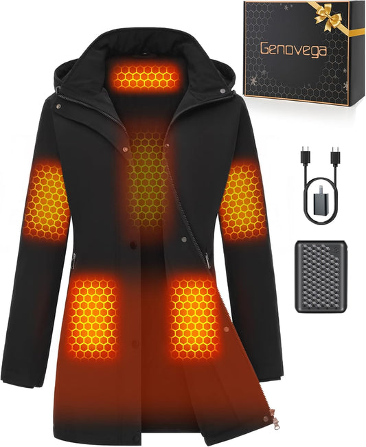 Graphene women's heated jacket with 18400mAh battery
