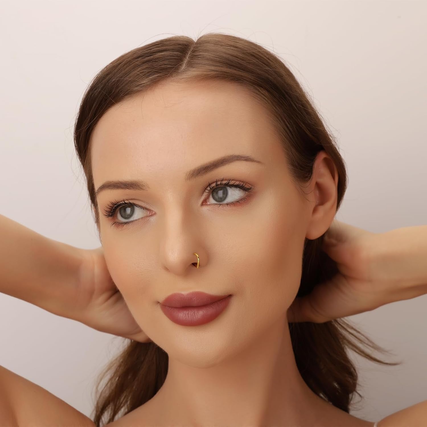 Stainless Steel Fake Nose Rings 18G Non Piercing Clip-On Fake Faux Septum Hypoallergenic Fake Cartilage Earring Clicker Nose Hoop Ring Piercings Jewelry for Women Men