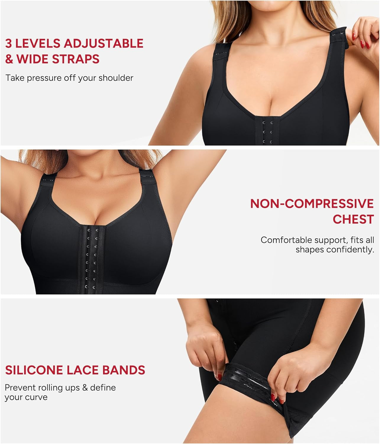 Woman wearing Nebility postpartum body shaper shapewear under clothing
