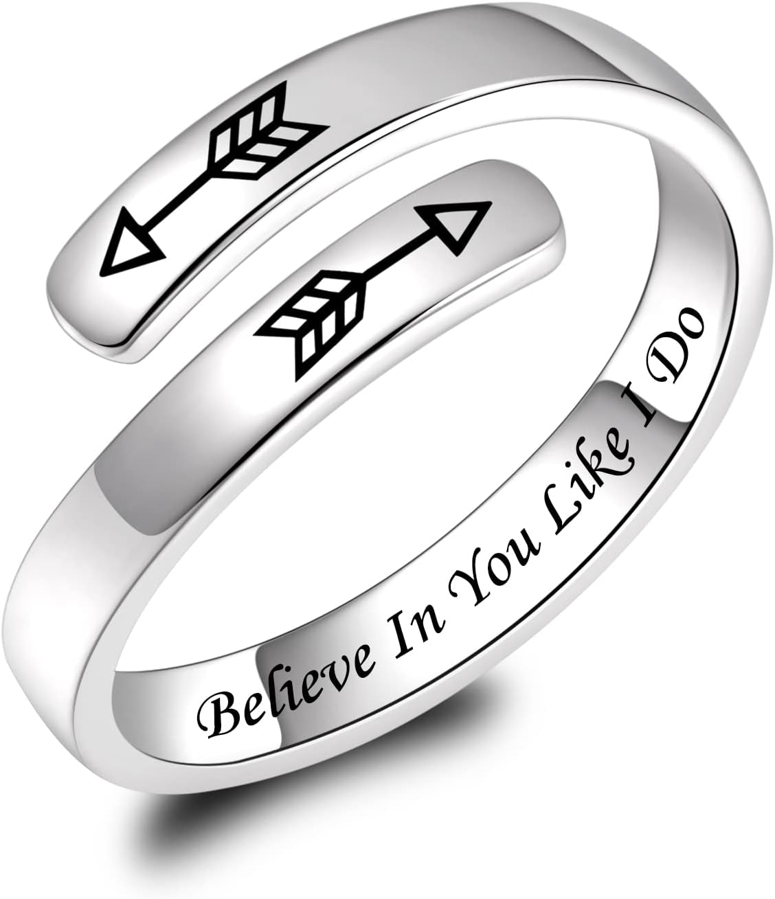 BEILIN 925 Sterling Silver Inspirational Jewelry Rings Adjustable Ring Personality Encouragement Gift for Teens Women