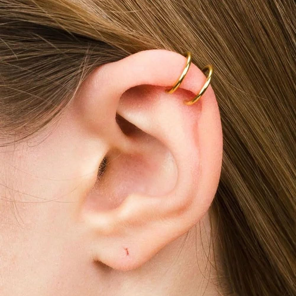 30PCS Non Piercing Lip Ring, Fake Nose Ring Clip On, Stainless Steel Faux Lip Ring Jewelry for Women, Men